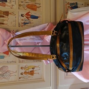 Vintage black and bronze leather bag